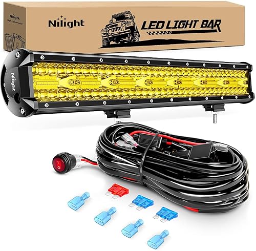 Miniatura 7 de Nilight Barra de luz LED de 20 pulgadas de triple fila de luces combinadas con kit de arnés de cableado para luz antiniebla, luz de conducción, luz