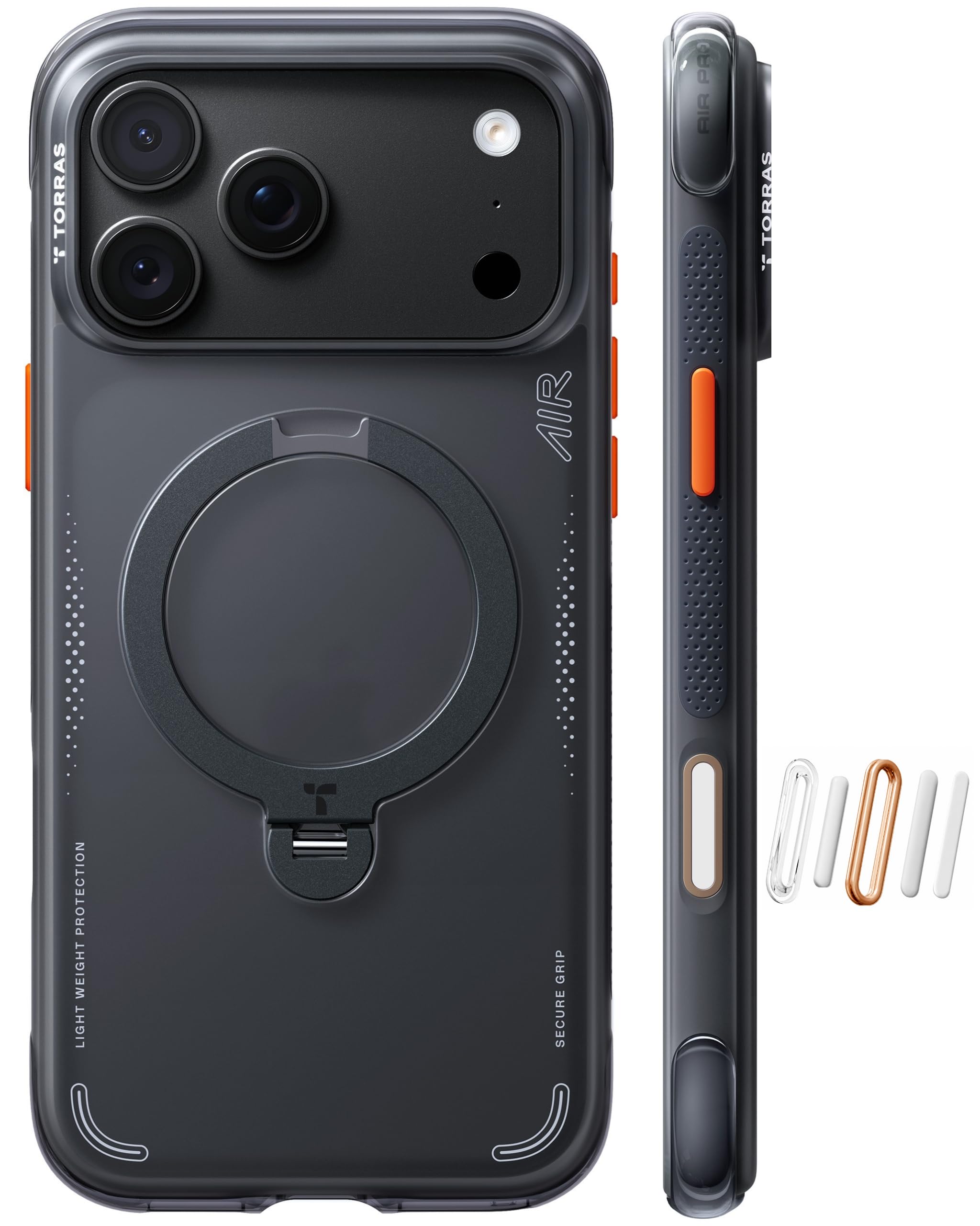 TORRAS Q3 Air for iPhone 18 Pro Max Case, 360 Magnetic Stand-Shadow Black | AirPro Cushion, Fit for MagSafe, Heavy Duty Impact Protection, Camera Control Button, Tough Durable Phone Case, 6.9 inch