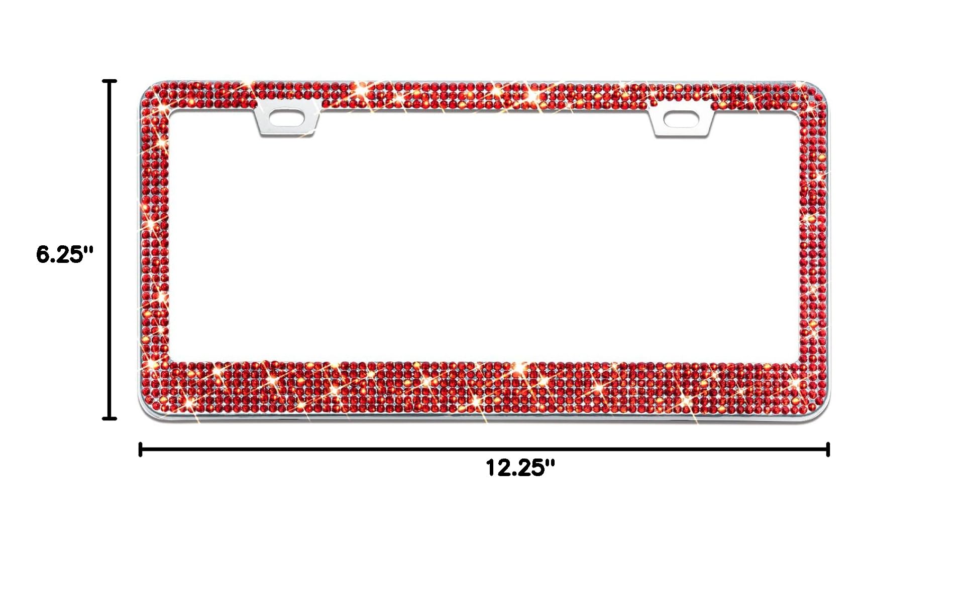 Bling License Plate Frame for Women, 1PCS Sparkly License Plate Frames| Over 1200 pcs 14 Facets Bedazzled Clear Glass Diamond Rhinestone Crystals w/Free Glitter Diamond Box (Red)