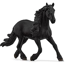Schleich HORSE CLUB - 6" Frisian Stallion - Hand-Painted Collectable, Realistic Toy Horse Figurine for Girls and Boys. Durable Educational Figure for Fun Imaginative Play. Kids Toys Ages 5