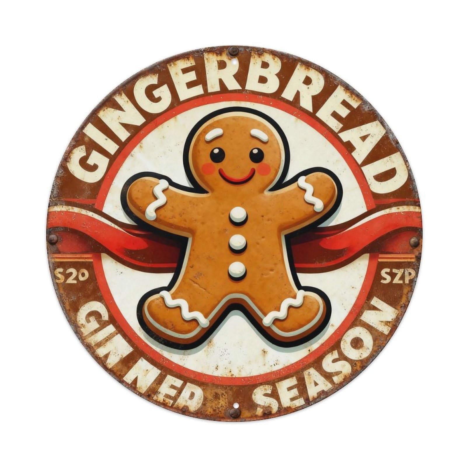Vintage Gingerbread Season Metal Tin Sign Plaque
