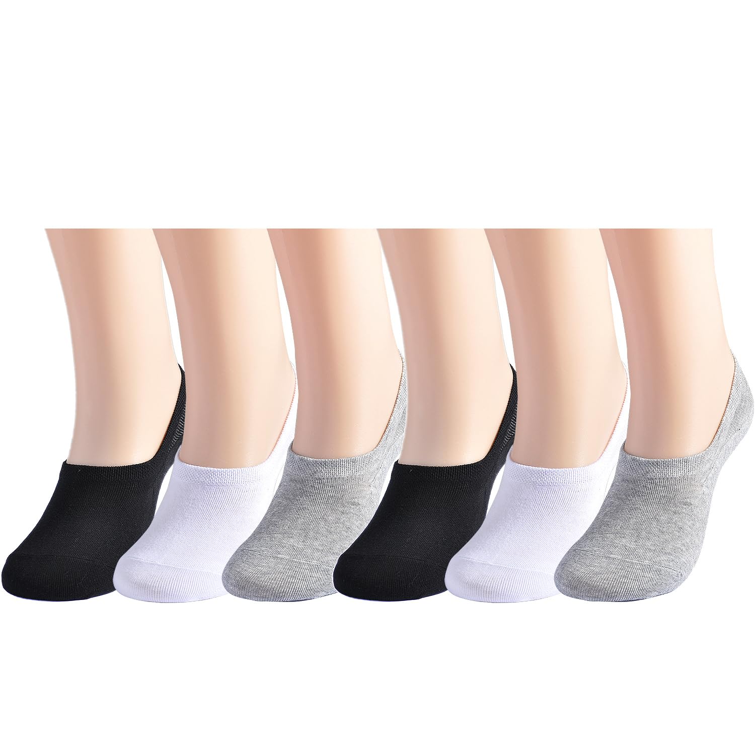 EPEIUS Womens No Show Socks Non Slip Thin Seamless White Nude Invisible Socks Footies Low Cut Liner 3/6 Pairs