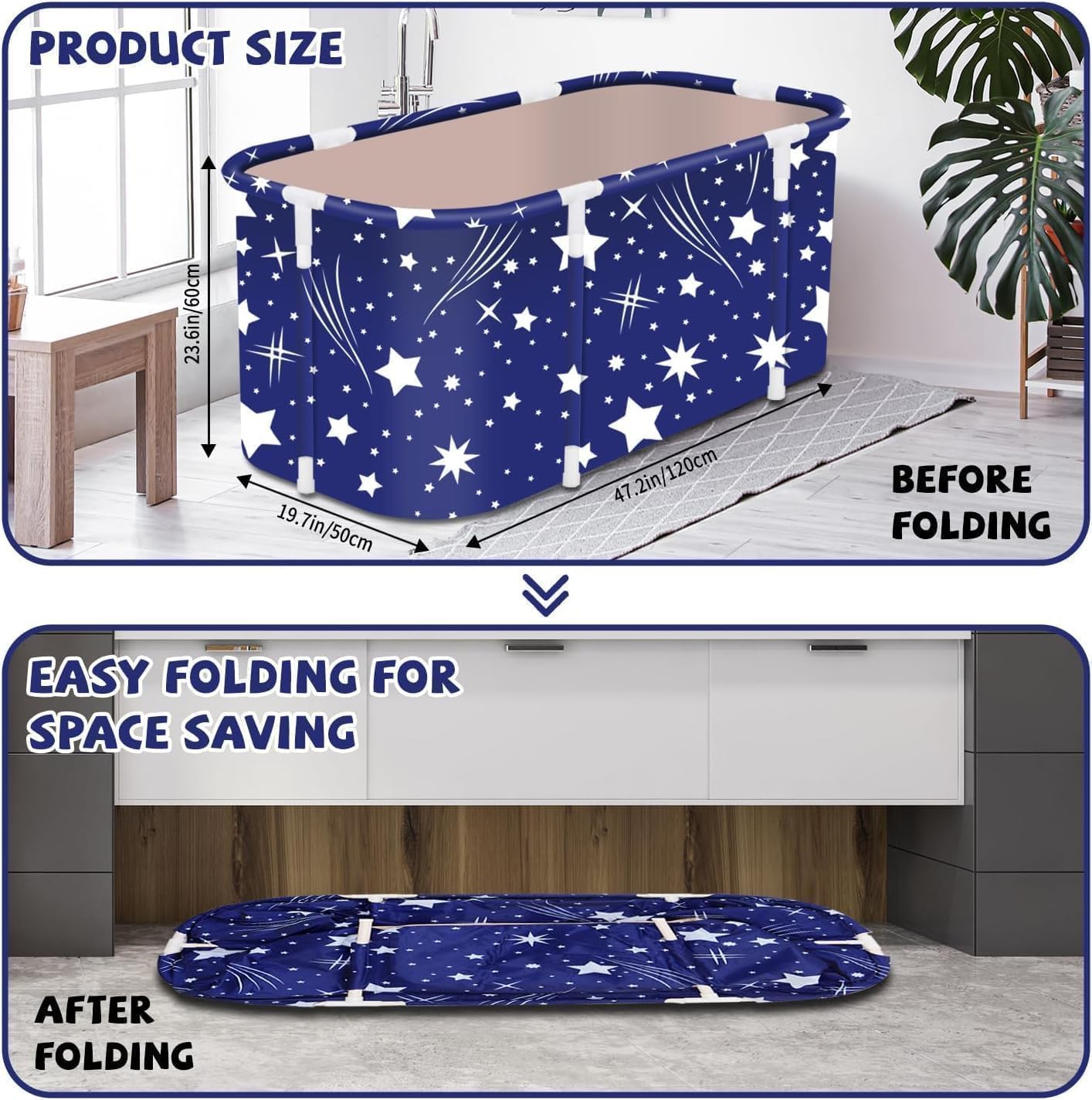 Foldable Bathtub For Adults With Backrest, Portable Bath Tub -6