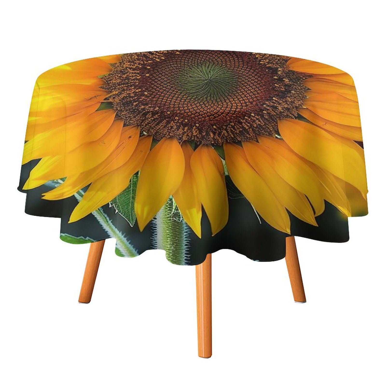 SMAZDFXX Beautiful Sunflower Tablecloth for Restaurant, Round Polyester Table Cover 70x70in for Party