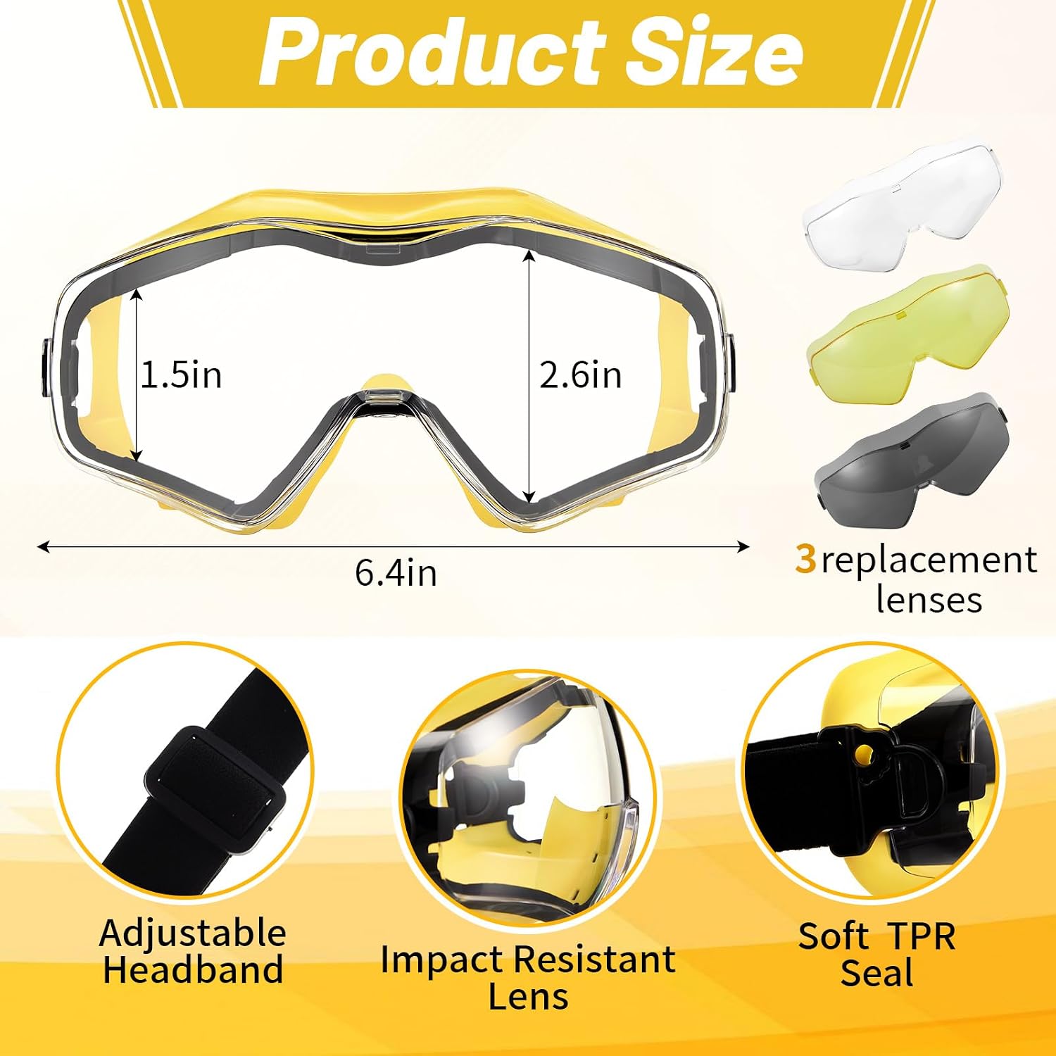 Copkim Safety Goggles over Glasses, Ansi Z87.1 Airsoft Goggles Anti Fog Tactical Safety Glasses with 3 Impact Resistant