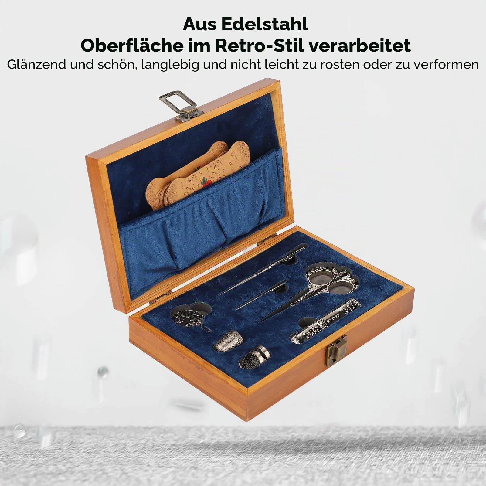 Stickscheren-Set, Vintage-Schere Im Europäischen Stil, Komplettes Vintage-Nähwerkzeug, Antike Nähschere mit Nähnadelbox Zum Basteln, Schneiden, Kunstwerken, Nähen, Handarbeiten(Silber)