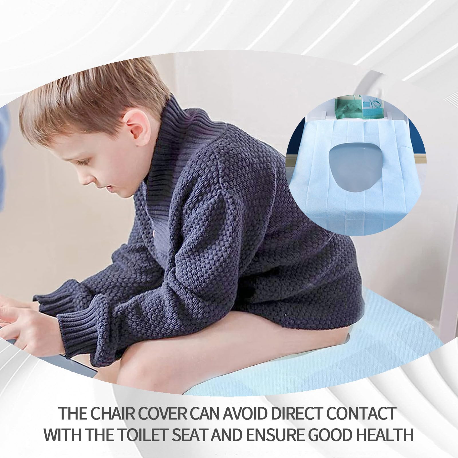 Copriwater USA e Getta Biodegradabili in Carta per Bambini e Adulti, Coprisedili WC Monouso Ecologico Antibatterico Universali 50 Pezzi