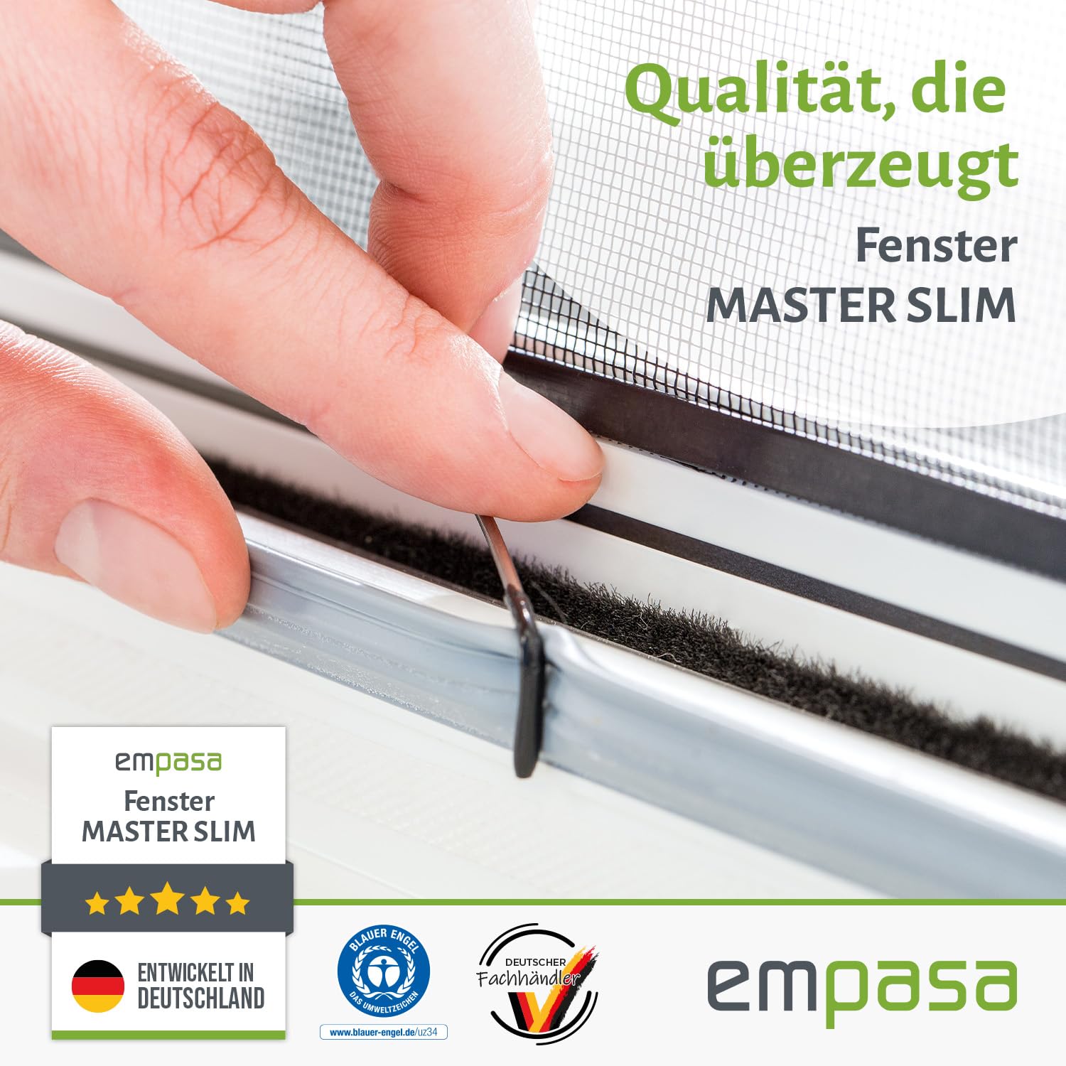empasa Insektenschutz Fliegengitter Fenster MASTER SLIM Set Alurahmen Mückengitter als Selbstbausatz in 100 x 120 cm, verschiedene Sets und Farben, Farbe:braun, Größe:2er Set