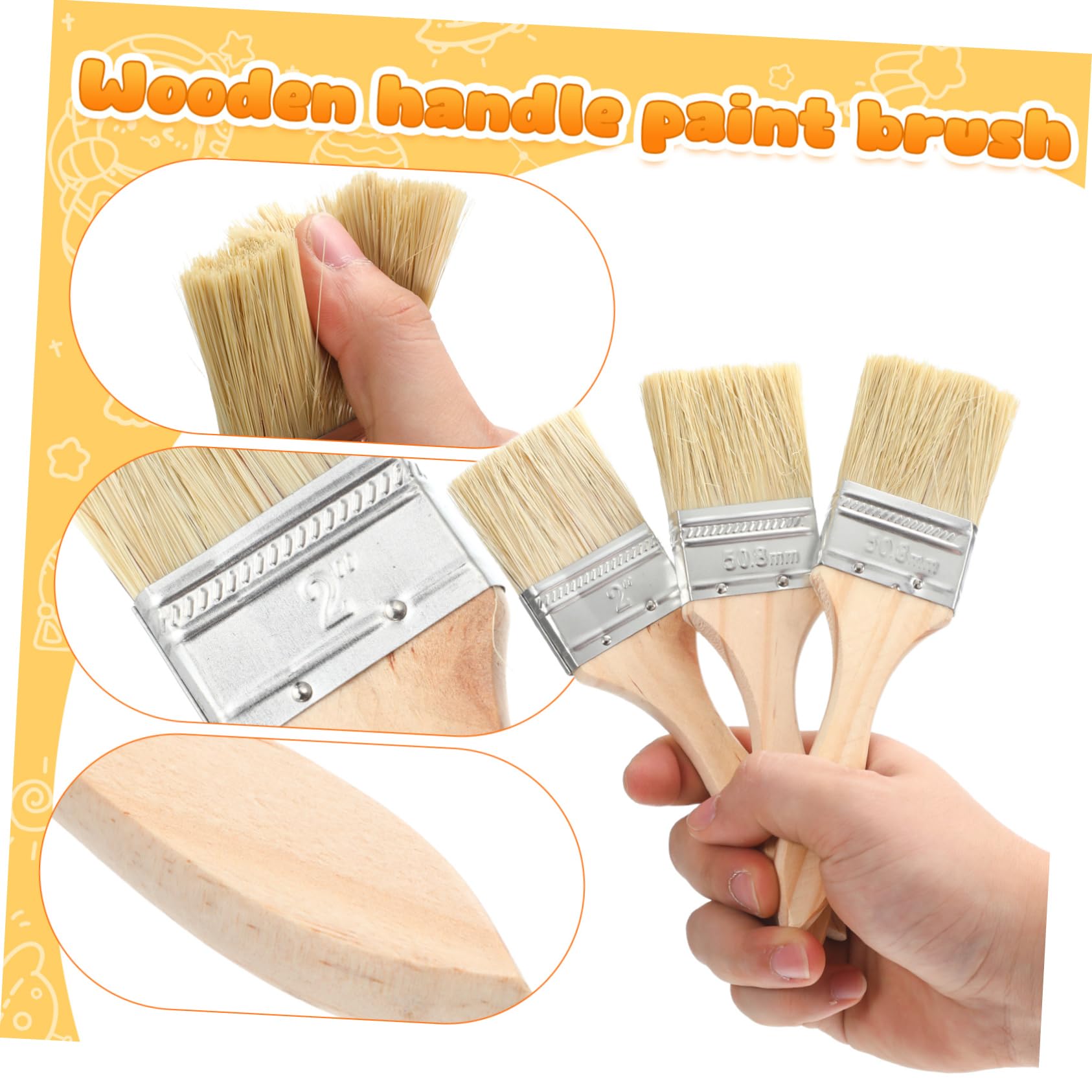VILLCASE 30pezzi Pennelli Con Manico in Legno Per Pittura Pennello Piatto Per Vernice Su e Recinzioni Compatibile Con Diverse Pitture e Finiture