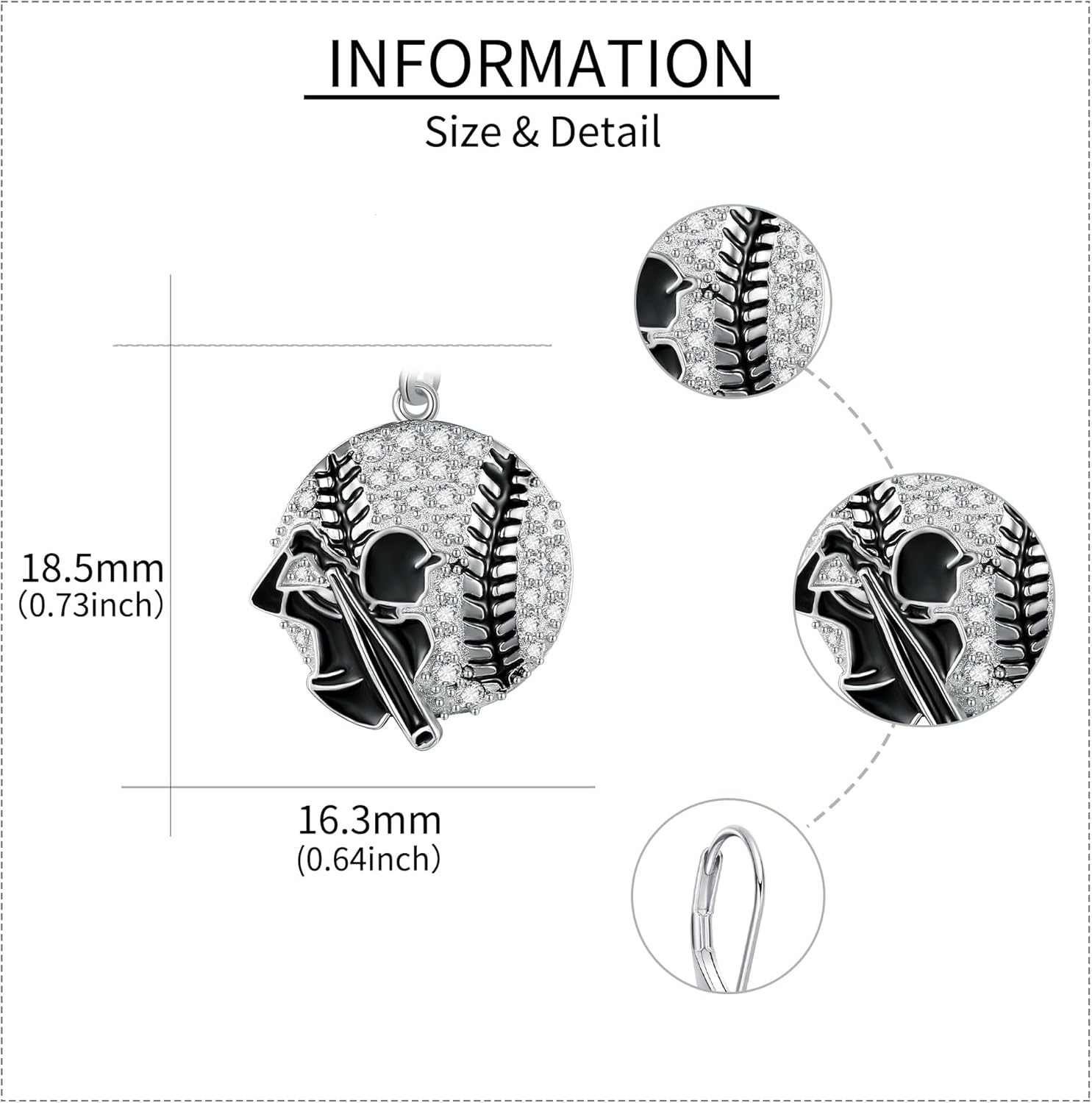 Golf/Baseball Earrings S925 Sterling Silver Golf/Baseball Dangle Earrings Sports Jewelry Christmas Gifts for Women Girls