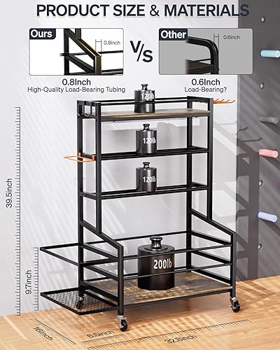 Miniatura 5 de Weight Rack For Dumbbells Storage - Home Gym Storage Yoga Mat Storage Rack Workout Equipment Storage Rack for Kettlebells, Multifunction Exercise