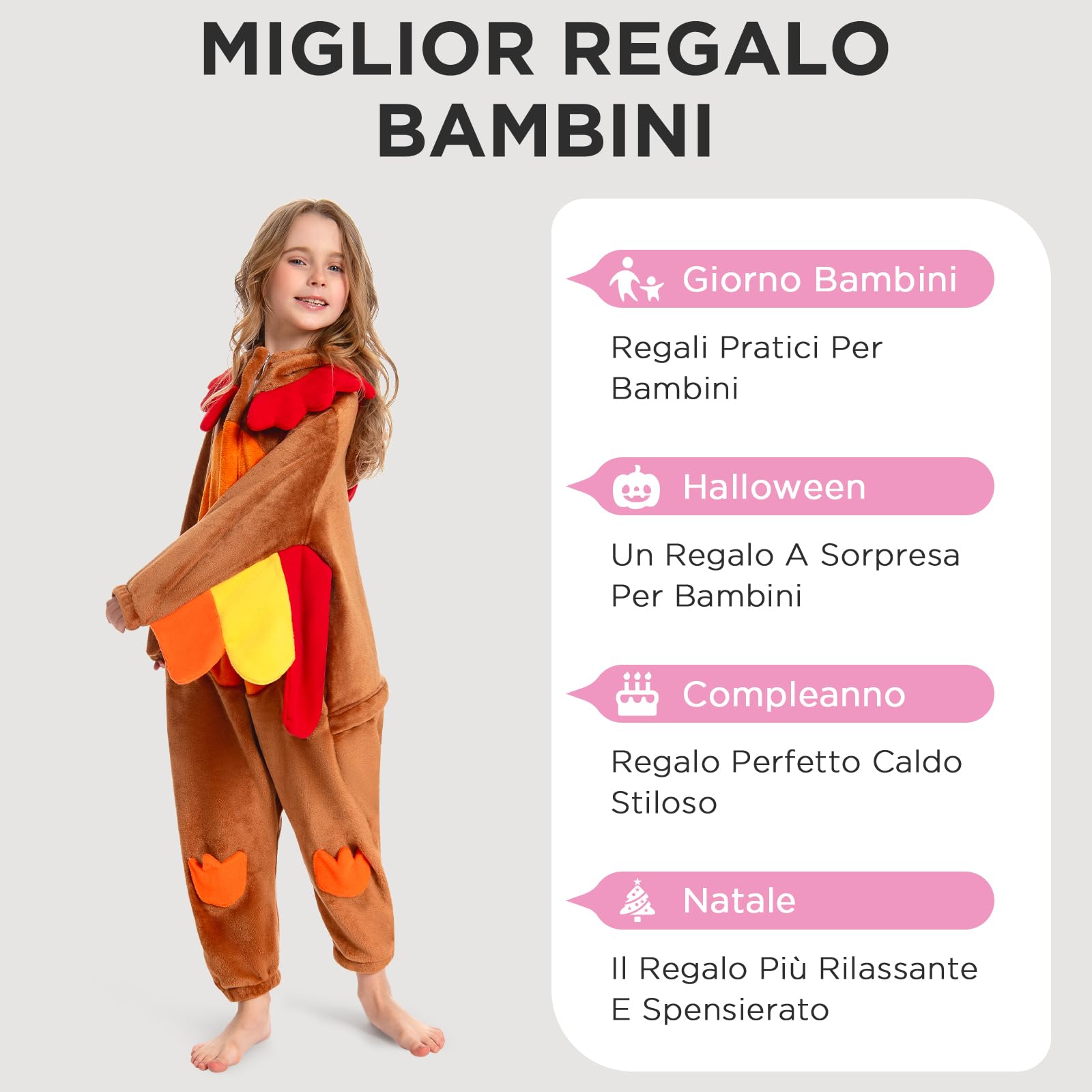 OLAOLA Pigiama Intero per Bambini Bambine Unisex Morbido Onesie Costume da Animale Pigiama per Carnevale Halloween Natale