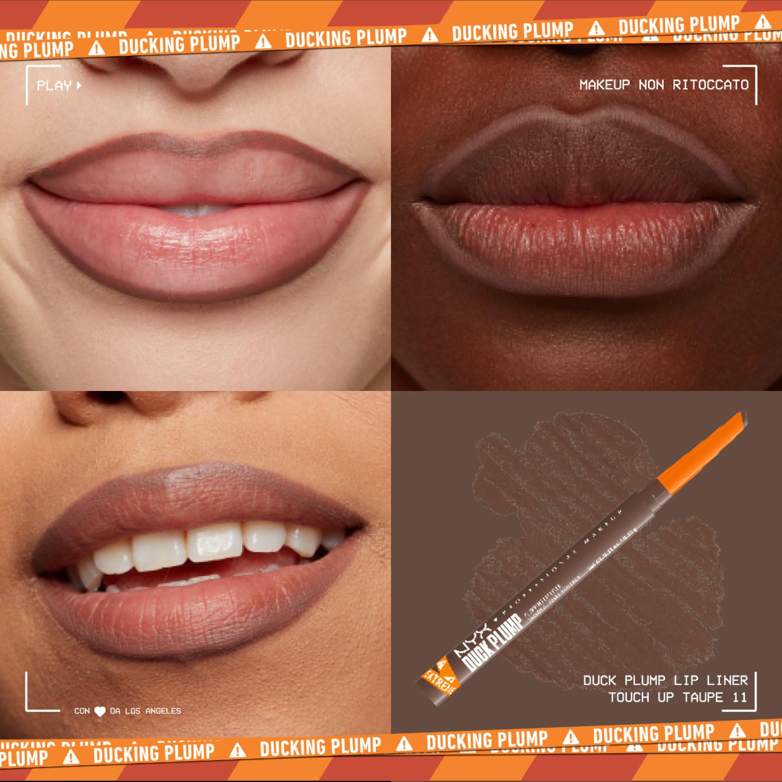 NYX Professional Makeup Duck Plump Gloss Farbe 11 Pick Me Pink 7 ml + Duck Plump Plumping Lip Liner Lippenstift Farbe 11 Touch Up Taupe aufgepolstert mit Ingwer und Chili – 2er-Set