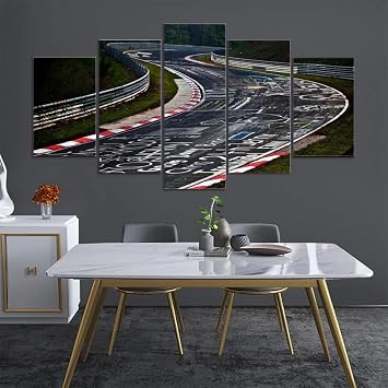 RFSHOP 5 Panels Canvas Wall Art for Living Room Decor Nurburgring Pictures Wall Paintings Artwork for Bedroom Home Decorations
