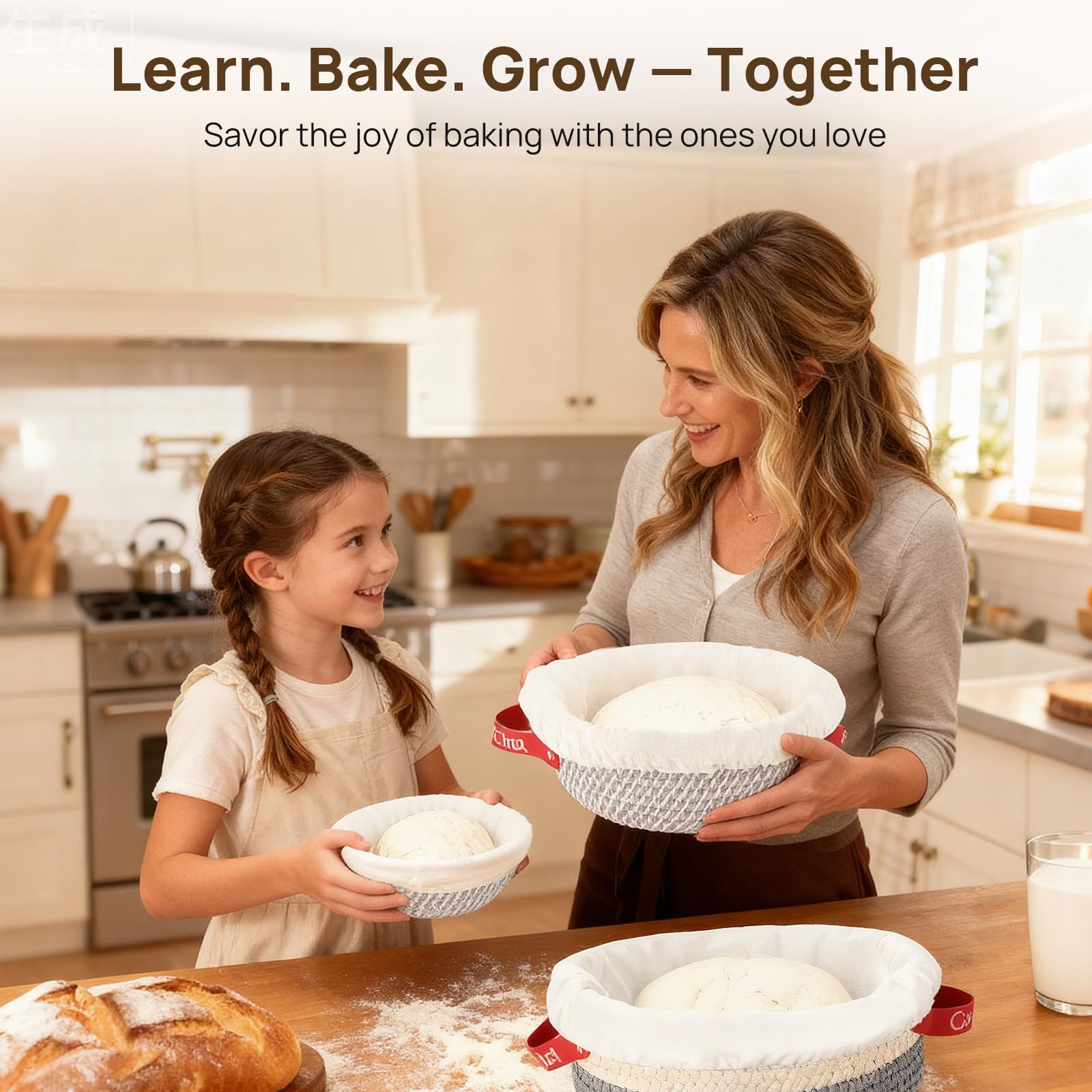 Sauerteig Starter Kit 5 Banneton, Consciot Baumwolle Seil Brot Proofing Korb Set, Sauerteig Brot Backwaren, Runde & Oval Brot Körbe Mit Liner & Abdeckungen Geschenk für Bäcker Frauen