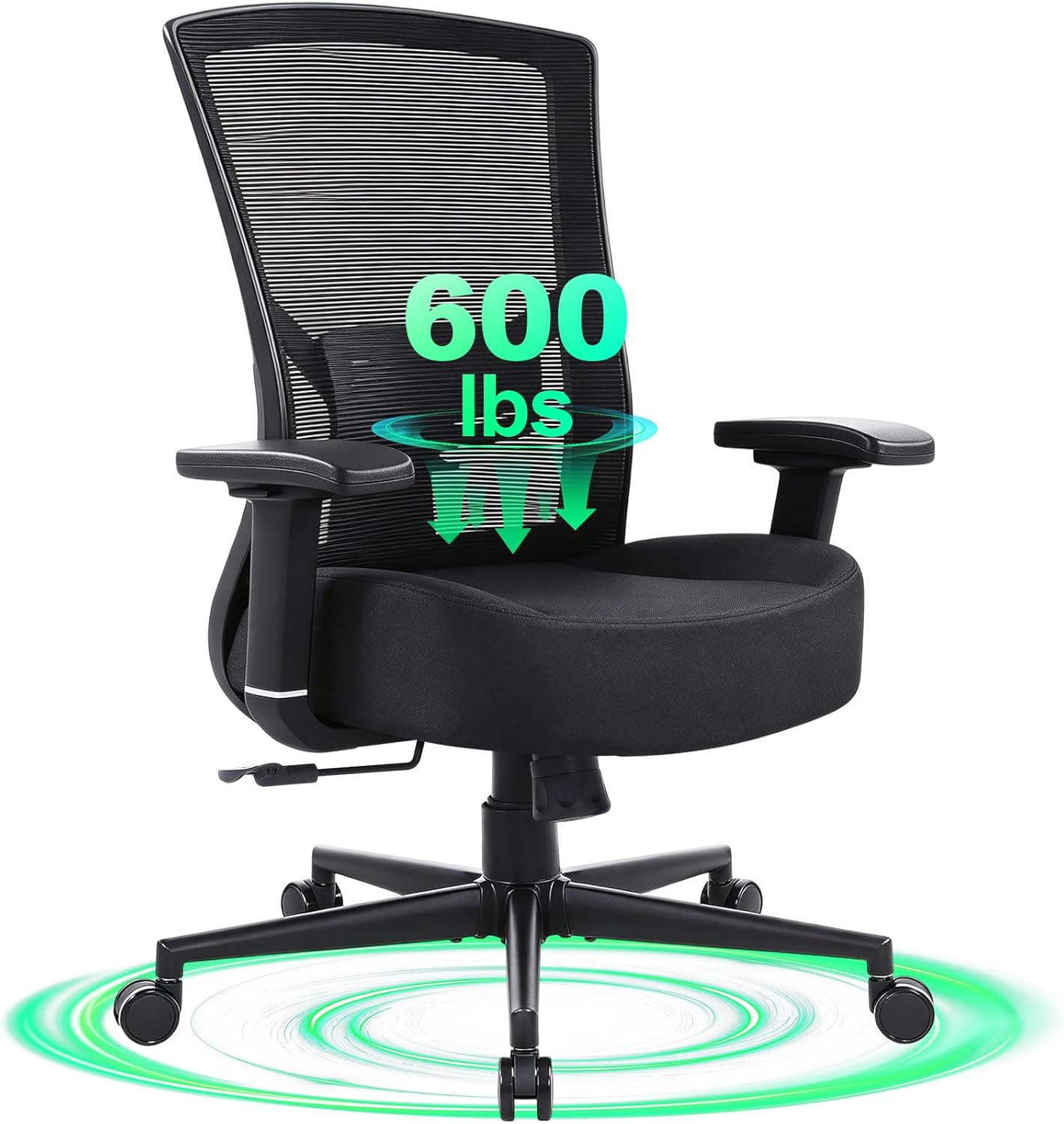 600lbs Big and Tall Office Chair with Adjustable Lumbar Support,Ergonomic Heavy Duty Office Chair for Heavy People,Mesh Desk Chair with Wide Seat for Home
