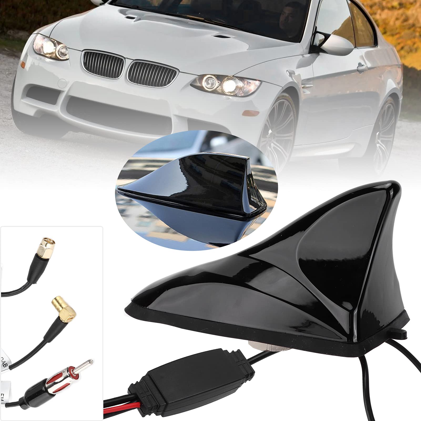 Antenne di segnale per auto, antenna a forma di pinna di squalo 470‑860 MHz montata sul tetto universale per set top box TV digitale per auto