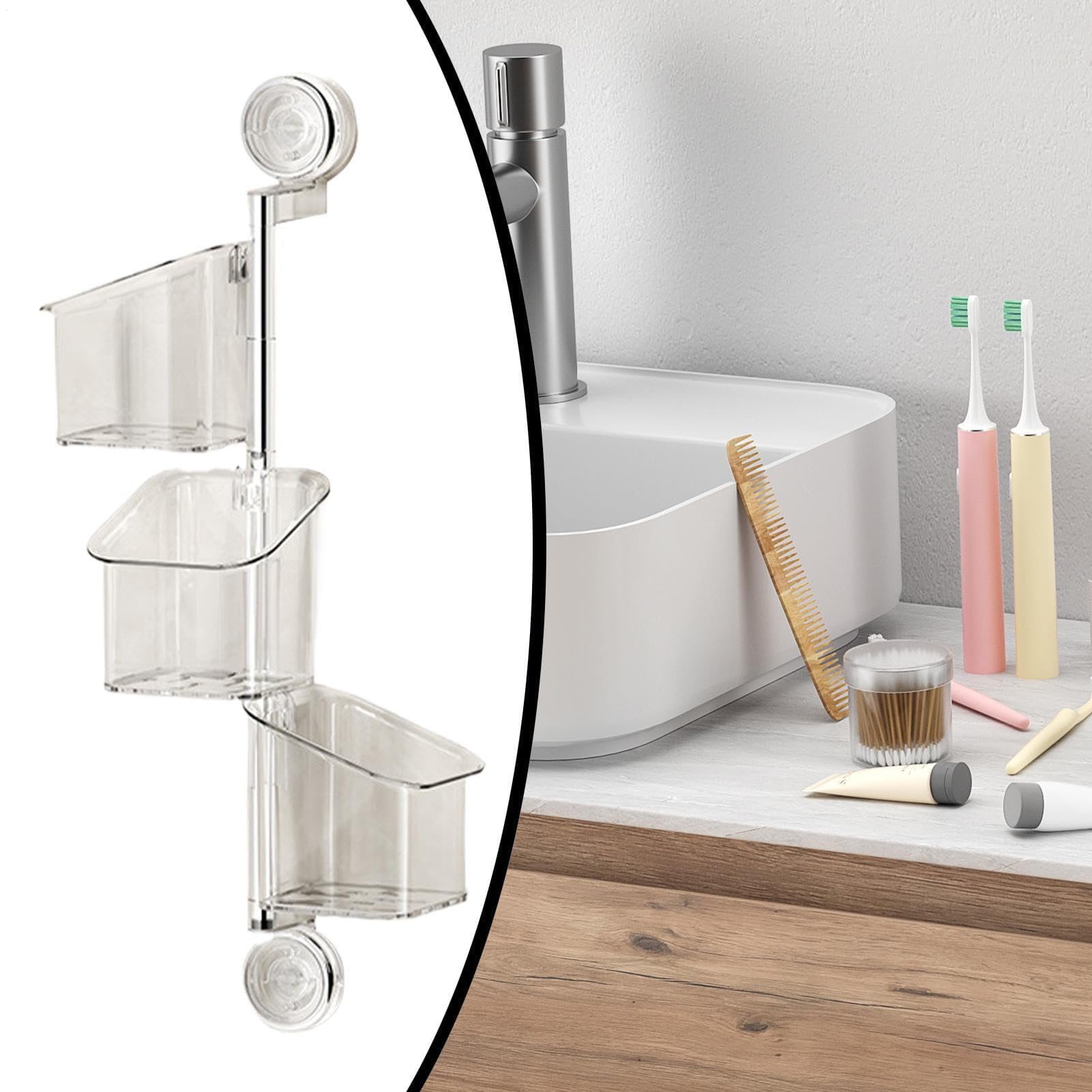 Rotierende Duschregale mit Saugnäpfen, starker Vakuum-Wandnizer, Draina, Badewannen-Caddy Halter, kein Bohren, für Badezimmer und Küche, Fliesen, platzsparendes Design
