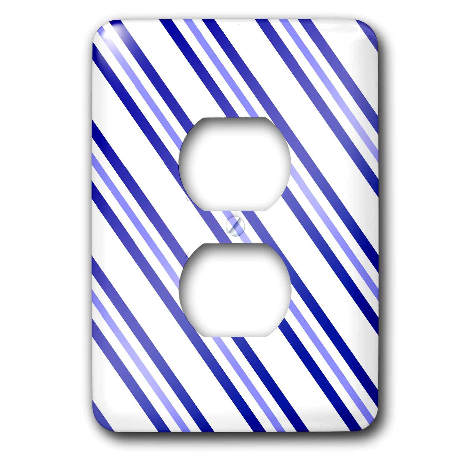 Plaque de finition double prise Bonbons de Noël rayures bleues et blanches