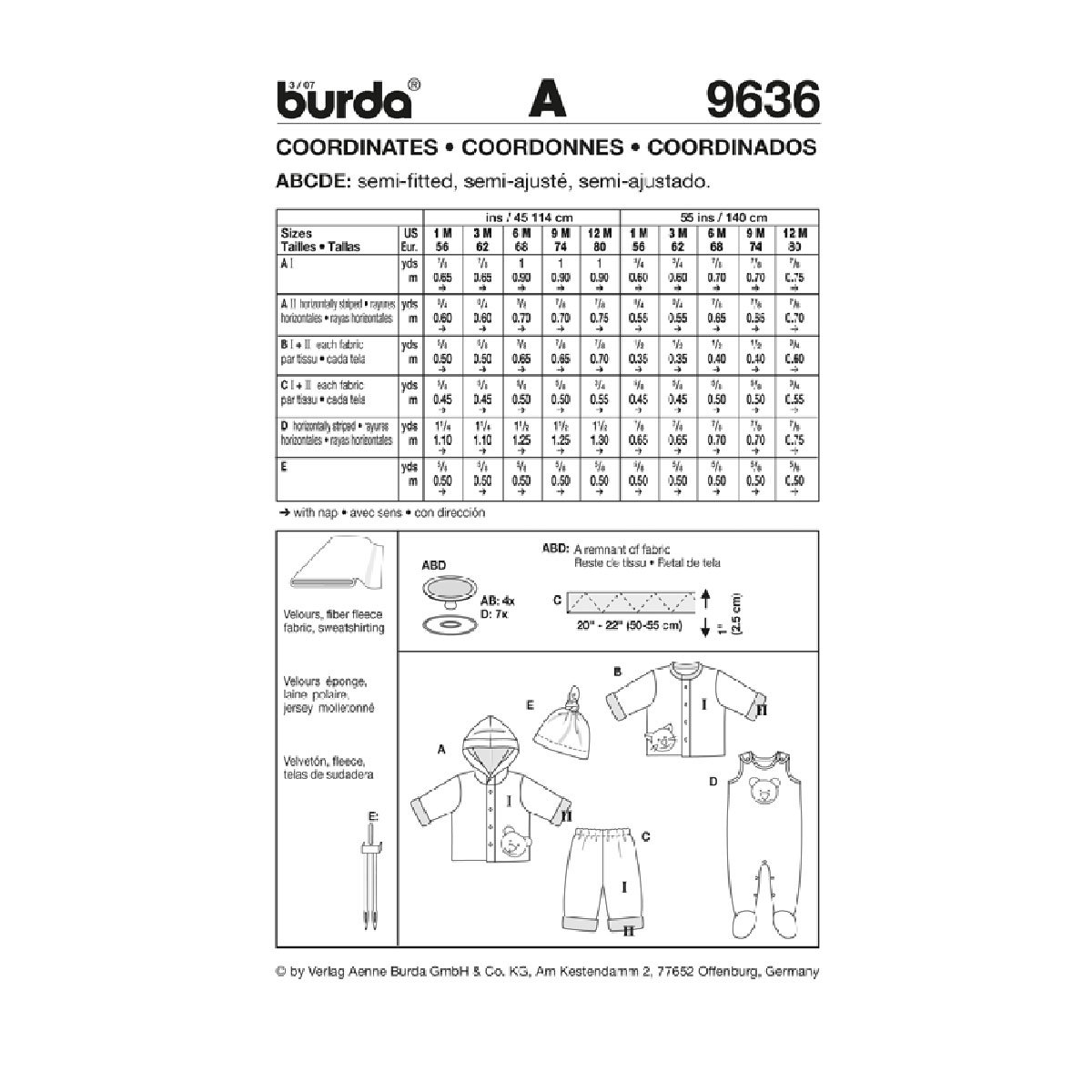 Image secondaire de Burda B9636 Patron de Couture Coordonnés 19 x 13 cm, 56-80