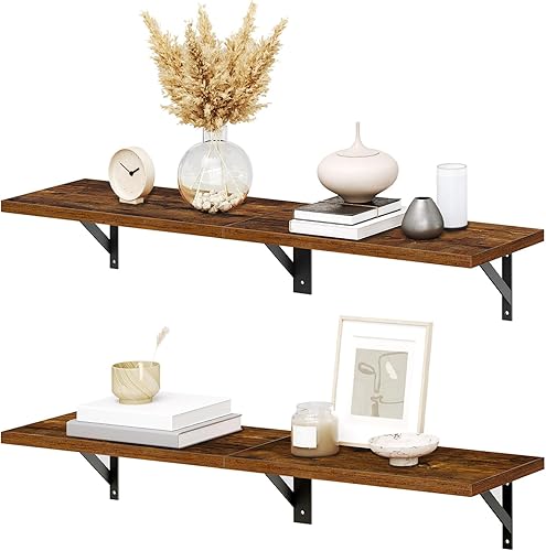 Estantes flotantes, juego de 2 estantes de pared de 30 pulgadas, estantes de almacenamiento montados en la pared, estante colgante retro con marco
