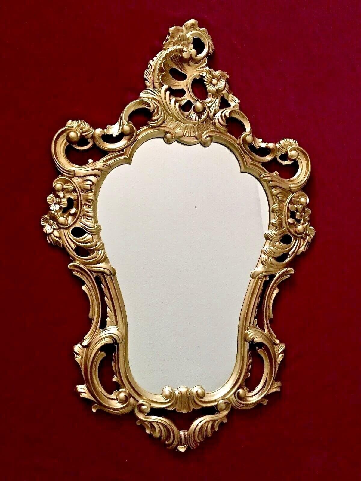 Pintici Specchio da parete antico ovale BAROCCO, specchio da bagno, 50x76 cm, specchio sfarzoso, specchio ovale, specchio per corridoio (Oro)