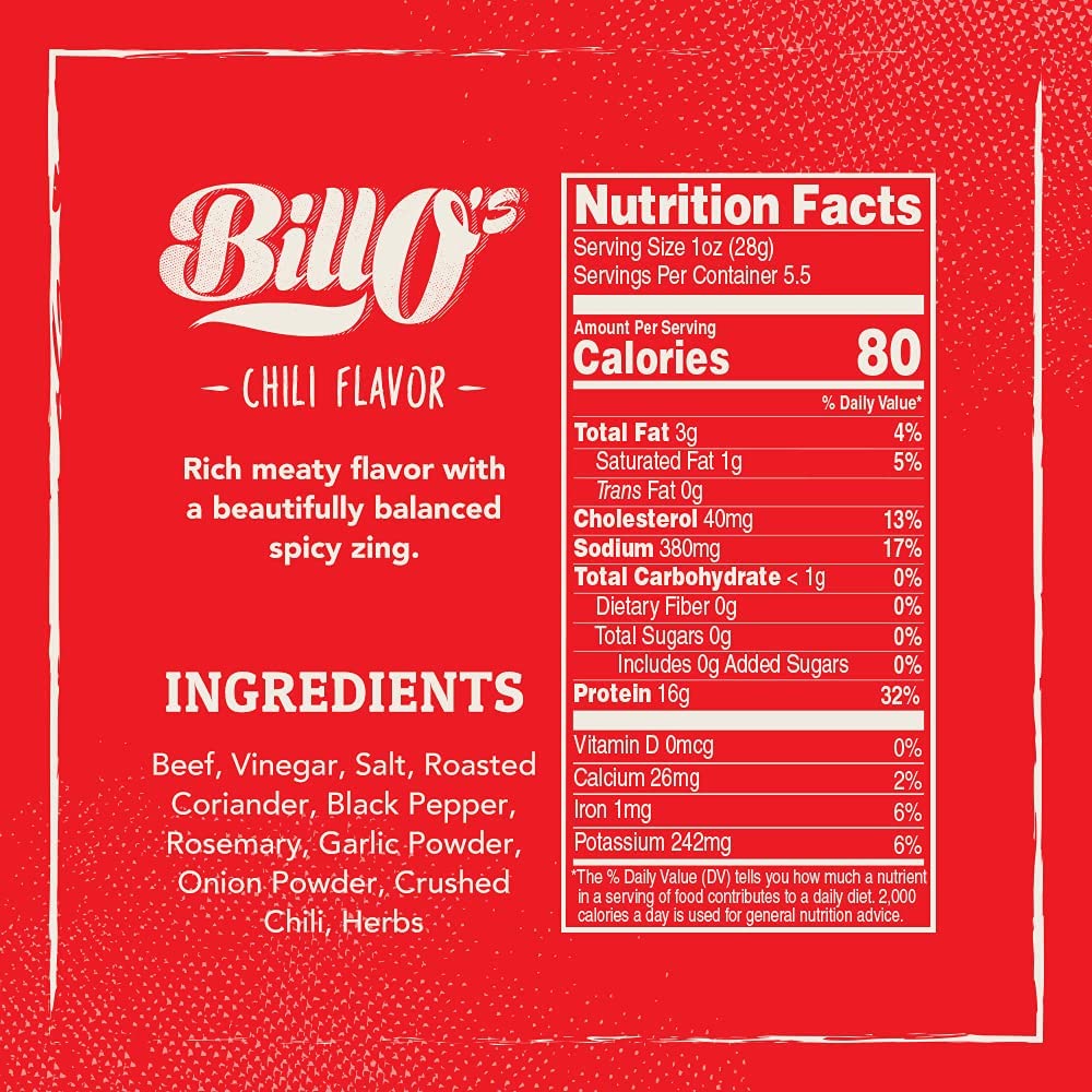 BillO’s Real Beef Bitz Seasoning - Chili Flavor | Healthy Salad Topping | Air Dried Wing Dust with Spice | Keto, Paleo & Whole 30 Diet | Sugar Free, Gluten Free & High Protein | 5.5oz Bag : Grocery & Gourmet Food