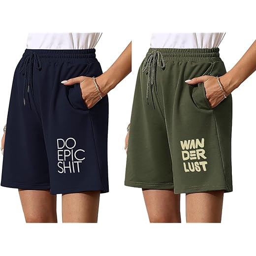 Womens Summer Shorts Pack of 2 - Cotton