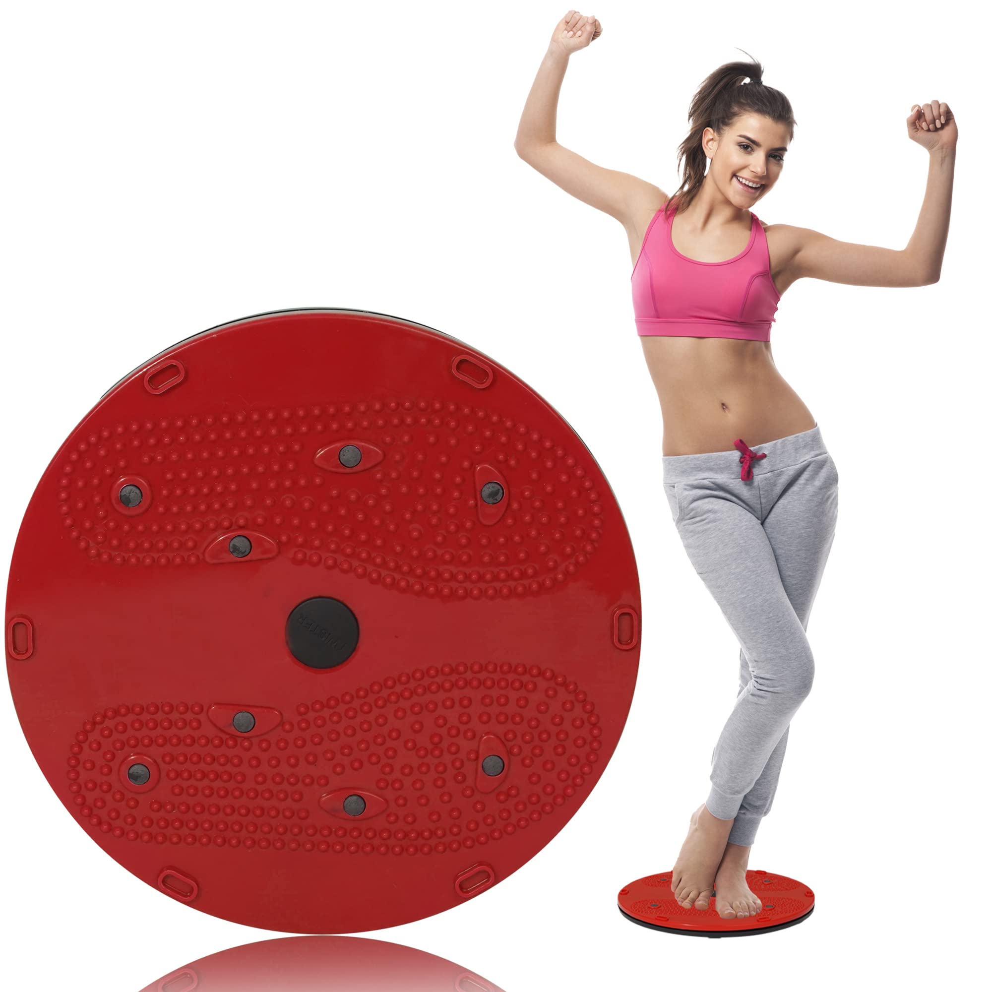 Khargadham Premium Heavy Duty Figure Trimmer Core Ab Twister Board for Exercise Waist Twisting Disc with 8 Mangets Reflexology for Slimming and Strengthening Abdominal & Stomach (Red)