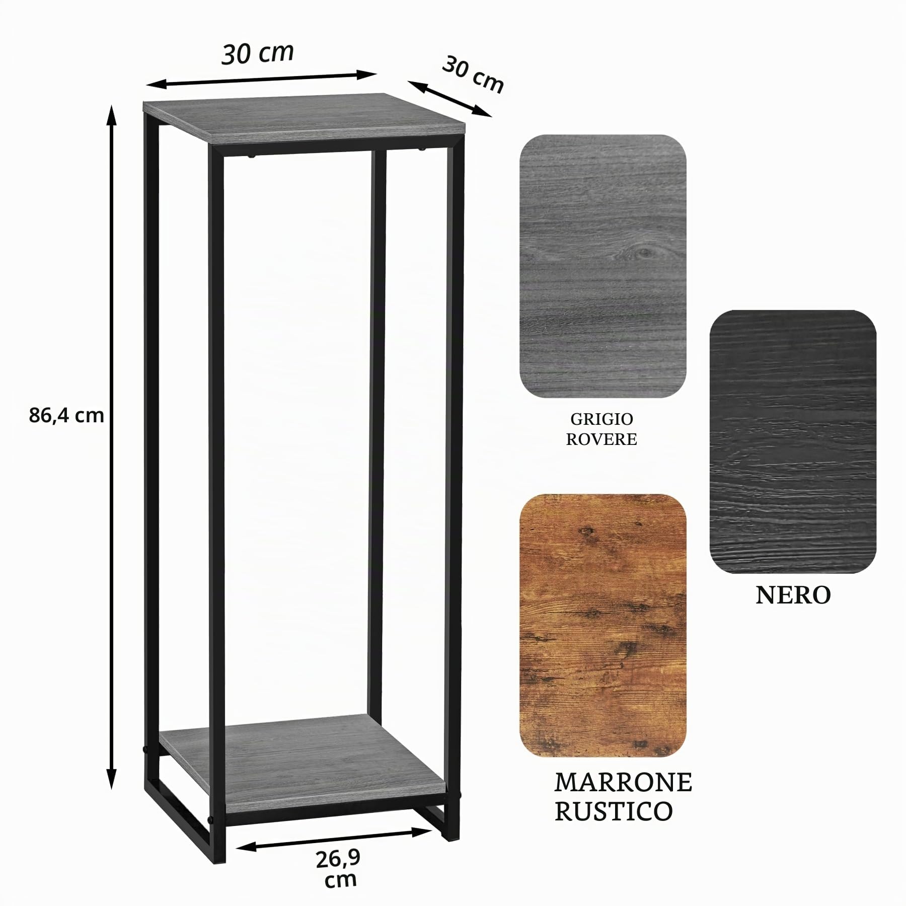 Supporto per piante da interno, alto 86,4 cm, scaffale moderno a 2 ripiani, supporto per vasi da fiori ad angolo, organizer per soggiorno, balcone, patio, giardino (grigio quercia)