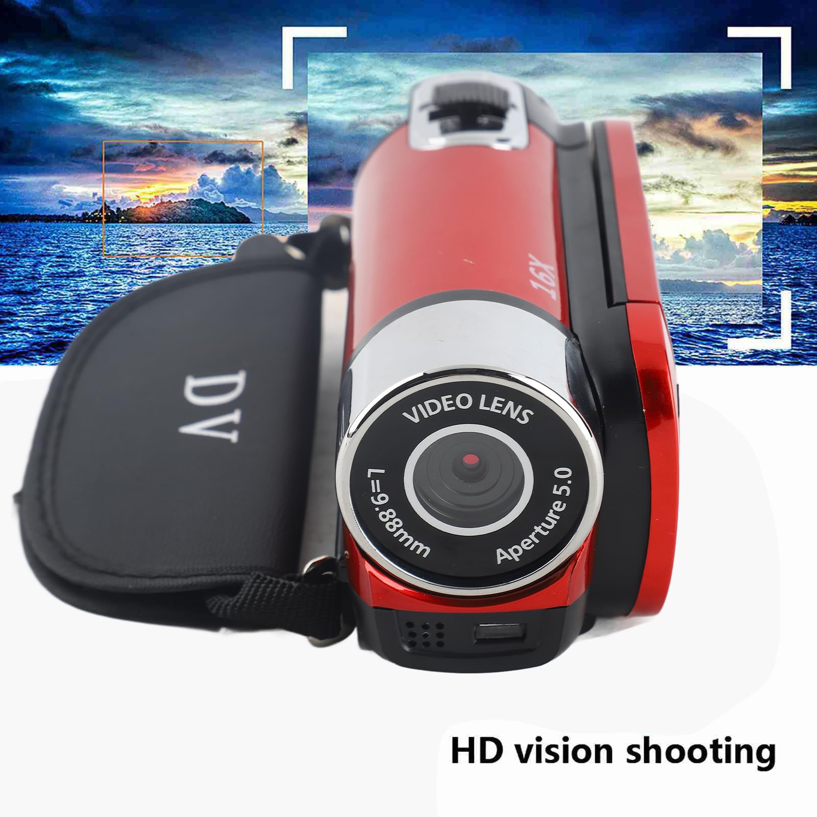 Cuifati Caméscope Numérique, DV à Rotation Full HD 16X, Mini CaméraVidéo pour Enfants, CaméraVidéo Portable Vintage, CaméraVidéo de Prise de Vue Professionnelle pour (Rouge)
