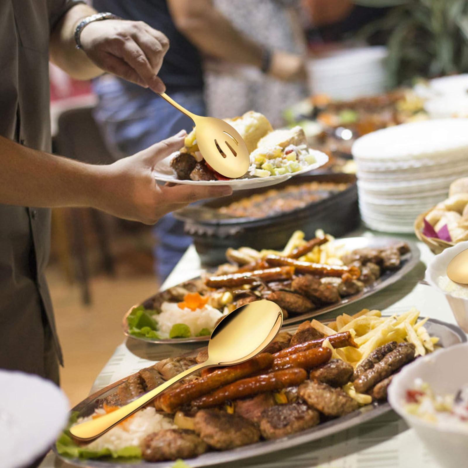 4-teiliges Servierlöffel-Set Aus Edelstahl - Perfekt Für Buffet & Feiern