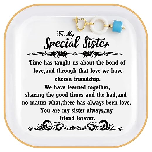 PUDDING CABIN Sister Birthday Gifts from Sister -“You are My Sister Always, My Friend Forever, Ring Trinket Jewelry Dish Ring Holder, Big Sister Gifts from Sister, for Sister