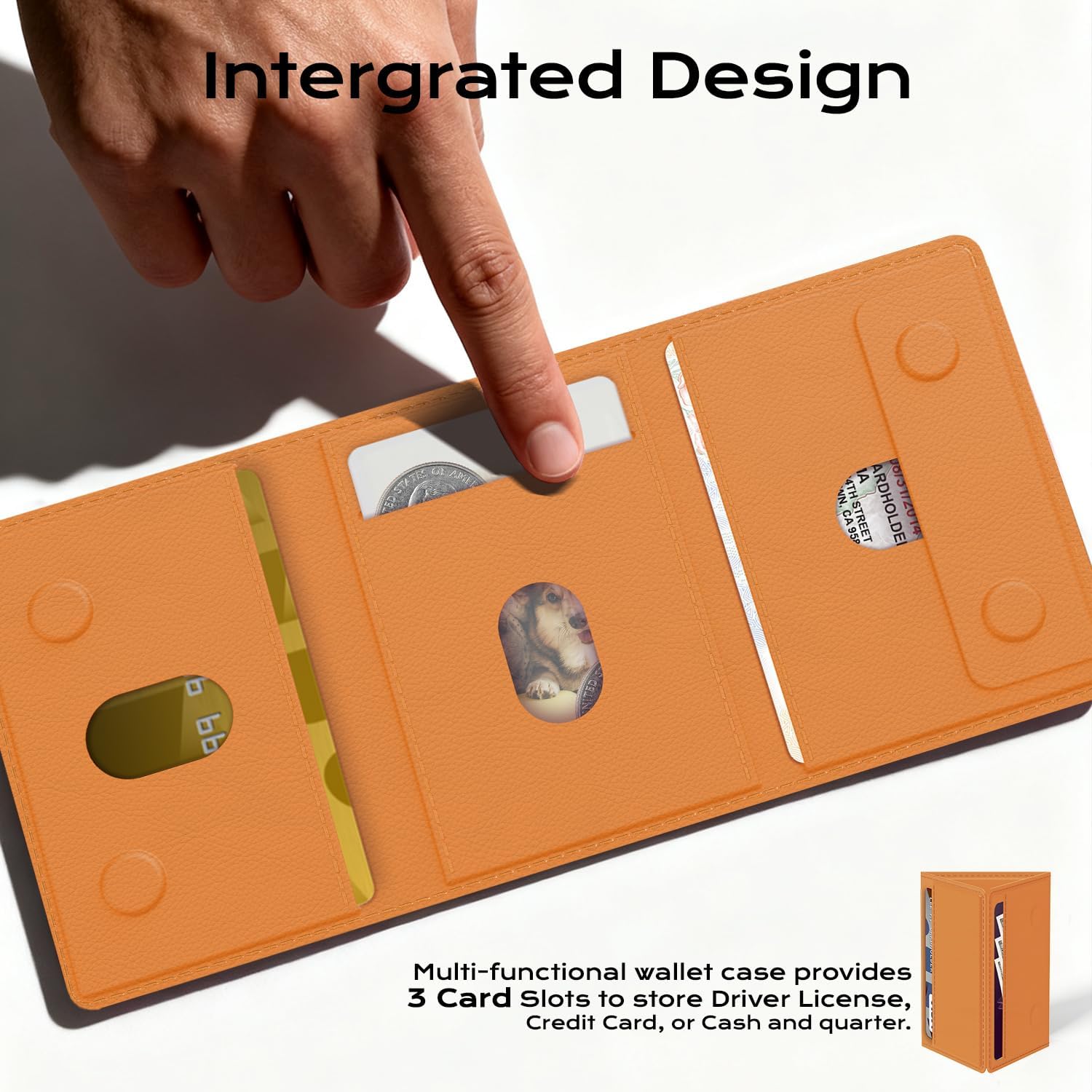 Compatible with Magsafe 2 in 1 Detachable iPhone 17 Phone Case with Wallet, Women Men 3 Credit Card Slots Magnetic PU Leather RFID Blocking Flip Kickstand, for Apple 17, Sunset Orange