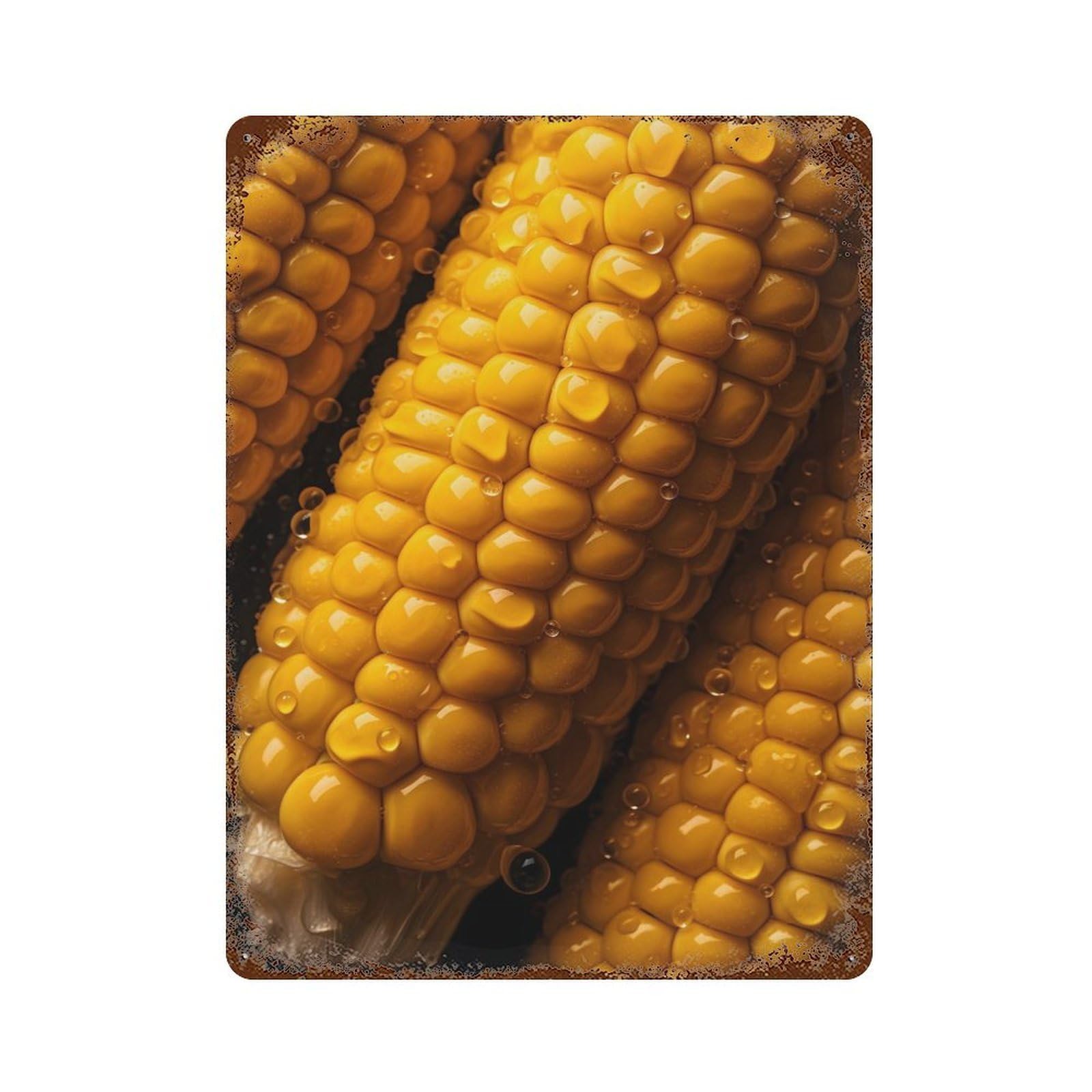 Corncob Rustic Tin Plaque 15.7"x11.8", for Living Room, Hallway And Home Decor, Decorative Metal Wall Art