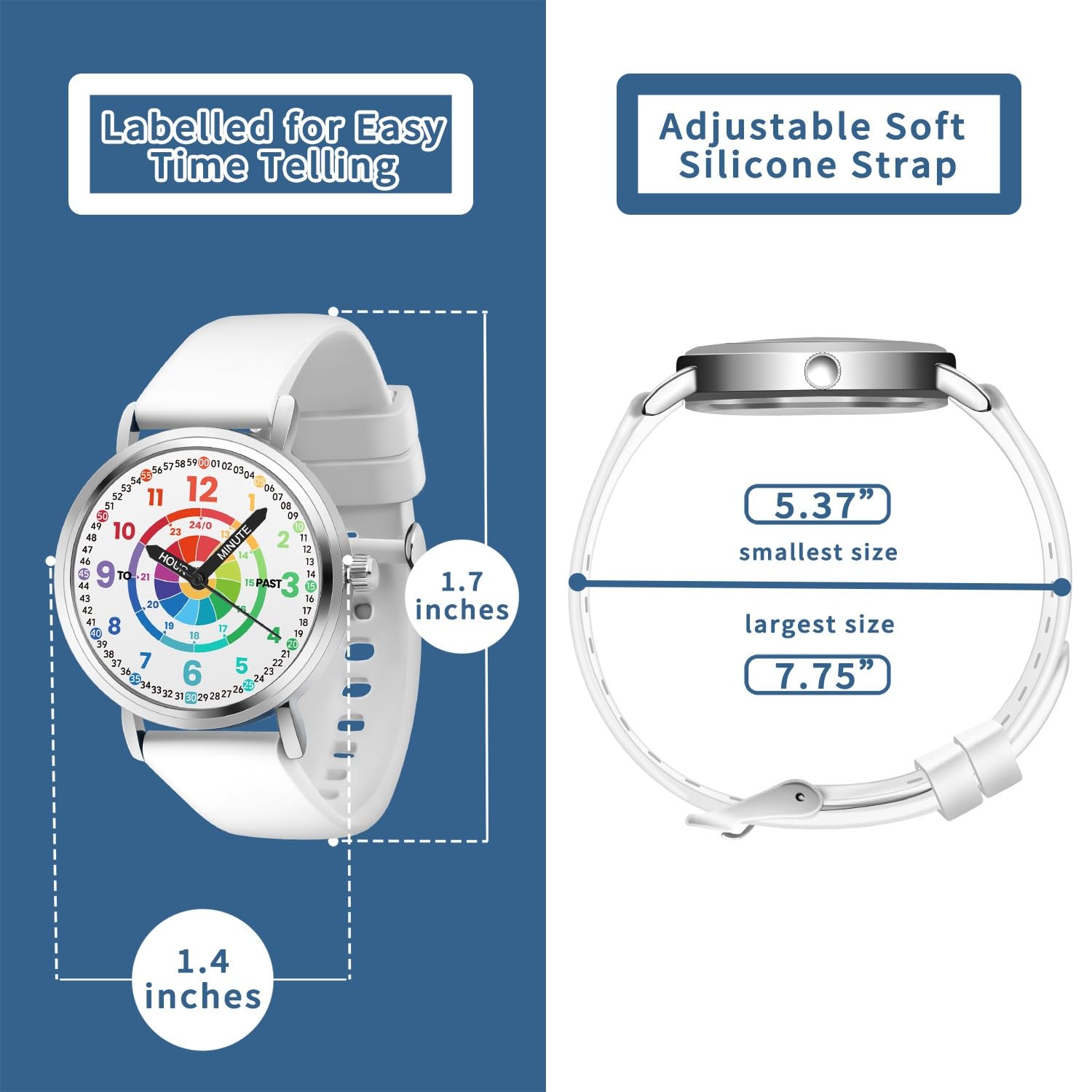 Relojes para niños, reloj de aprendizaje para niños, tablero de dardos para niños pequeños, tiempo de aprendizaje y hora fácil de leer, reloj analógico para niños y niñas de 3 a 11 años, color