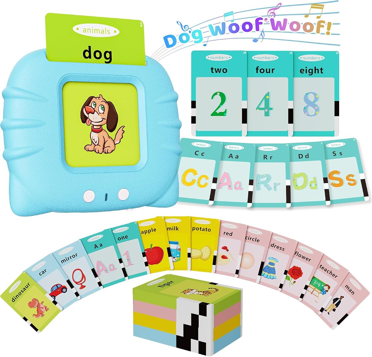 Aullsaty Talking Flash Cards for Toddlers 1-3, Upgraded 248 Sight Words Montessori Speech Therapy Toy, Autism Sensory Educational Learning Toys, Birthday Gift for Boys Girls (Blue)