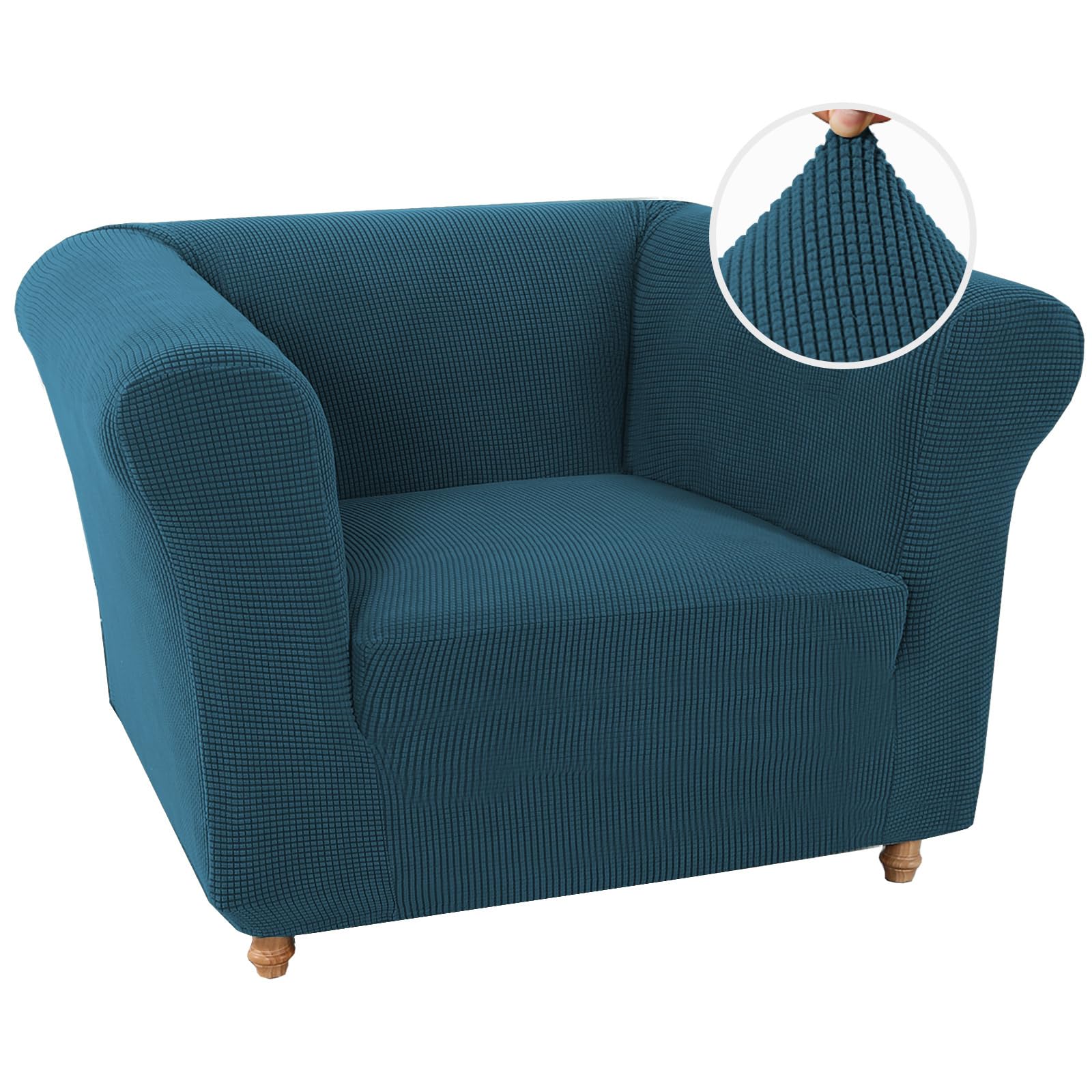 BXFUL Stretch Chesterfield Sofa Cover 1 Piece Couch Cover for Living Room Soft Non-Slip Sofa Slipcover Furniture Protector for Dogs Feature Thick Jacquard Fabric (Chair,Teal Blue)