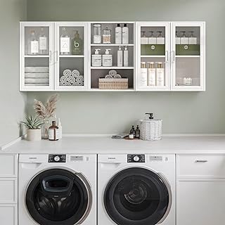 FIMELLO 63’’ Laundry Room Cabinets Shelves Set, Acrylic Door, Adjustable...