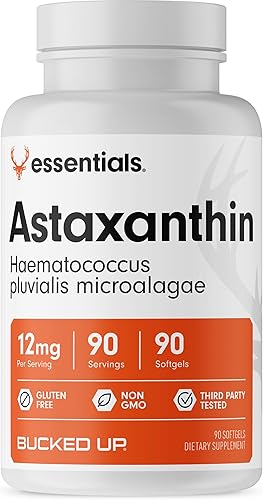Bucked Up Astaxantina 12 mg, esenciales (90 porciones, 90 cápsulas blandas)