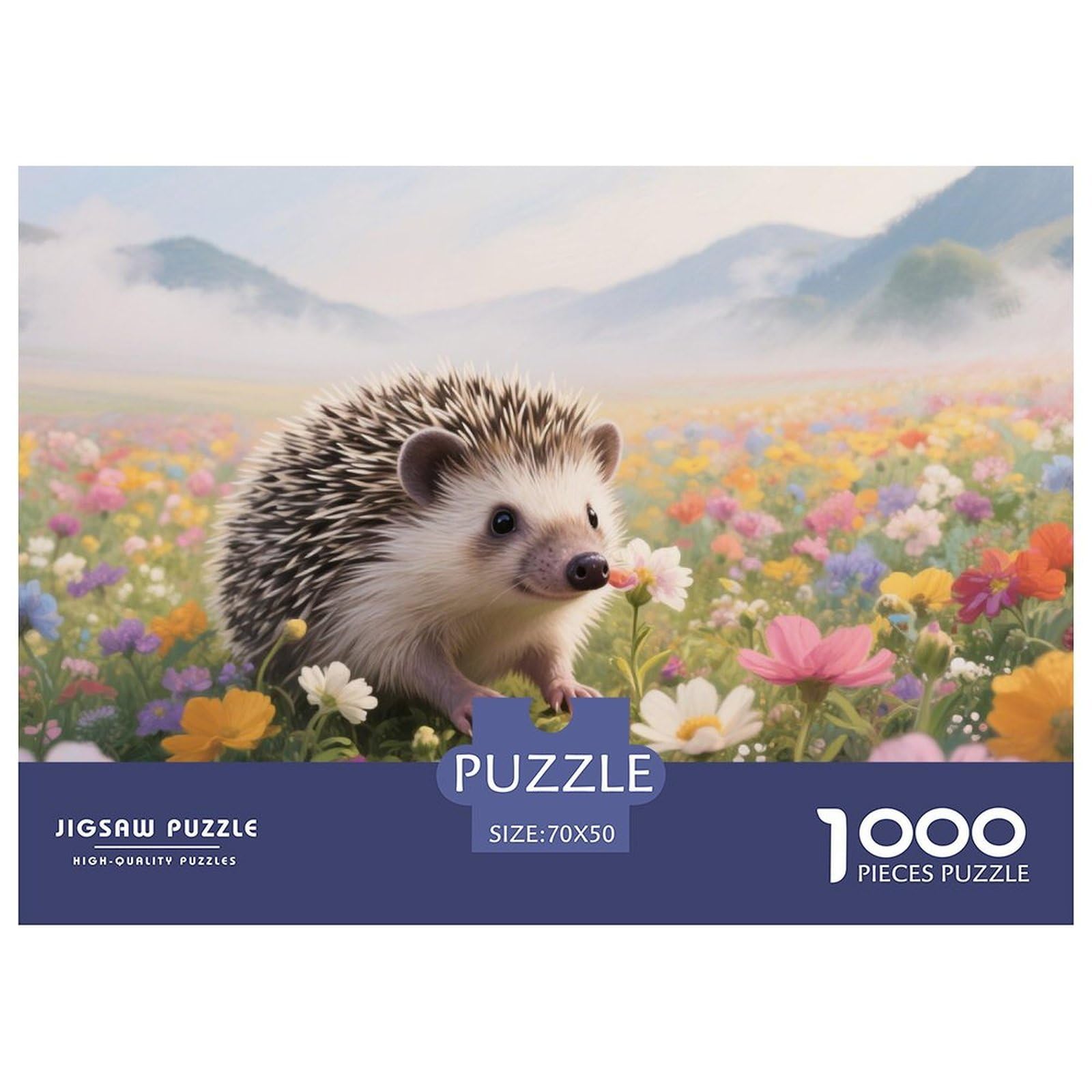 Hedgehog Jigsaw 1000 Piece Challenge Game for Adults,Spring Flower Field Impossible Jigsaw Puzzles 1000 Pieces Educational Game Home Decoration 70x50cm/1000pcs — image 1