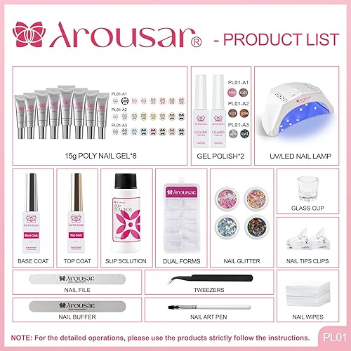 Miniatura 8 de Kit de gel de uñas de polietileno, gel de extensión de uñas de 8 colores, gel de uñas con purpurina gris, rojo y negro con 2 esmaltes de gel, capa