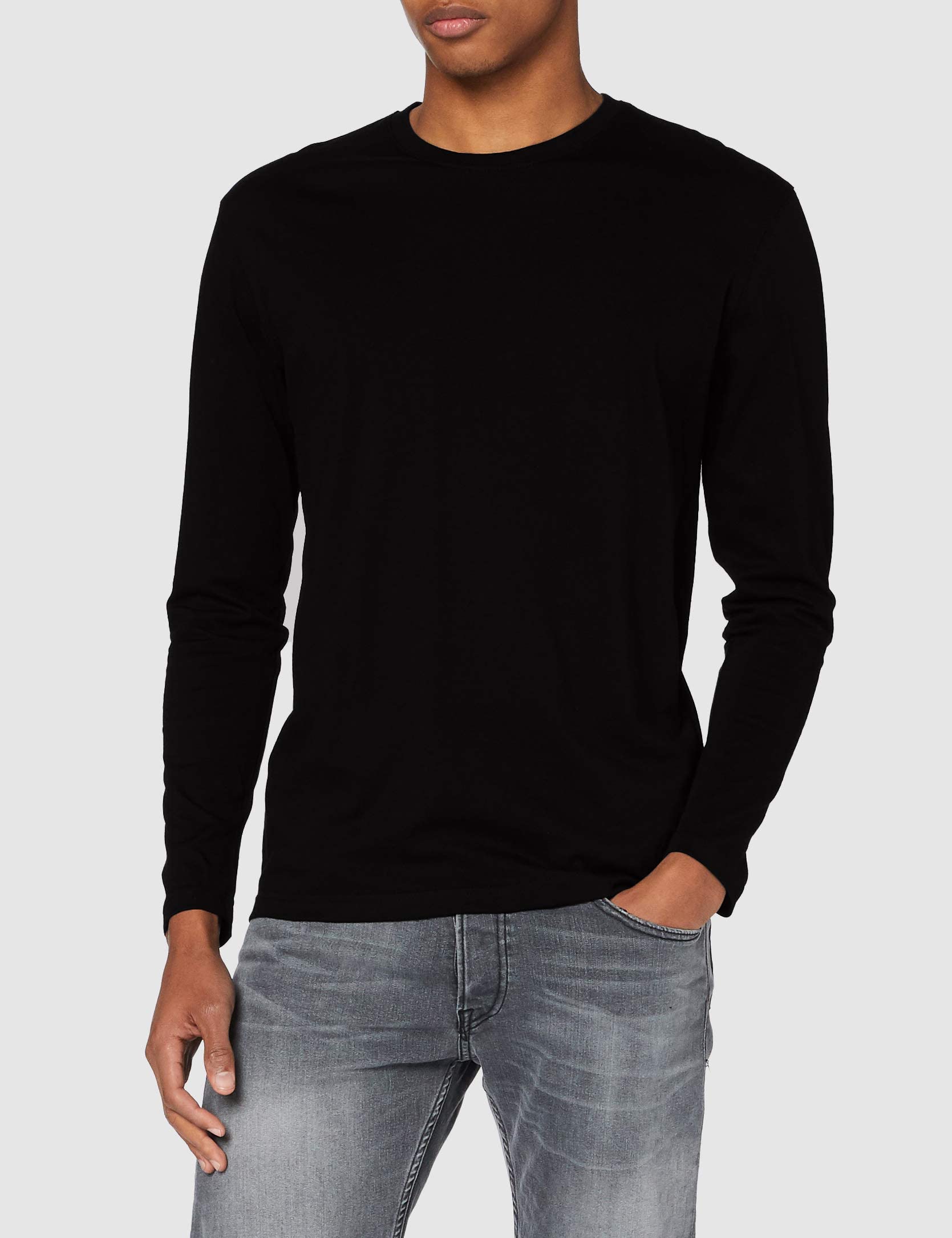 Lower East Long-Sleeved Men's Shirts, 100% Cotton, Crew Neck (Pack of 5)