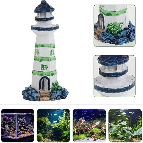 Miniatura 7 de Mini figura de faro de resina, decoración de resina, adornos de faro en miniatura para acuario, pecera, micro paisaje, casa de muñecas, decoración
