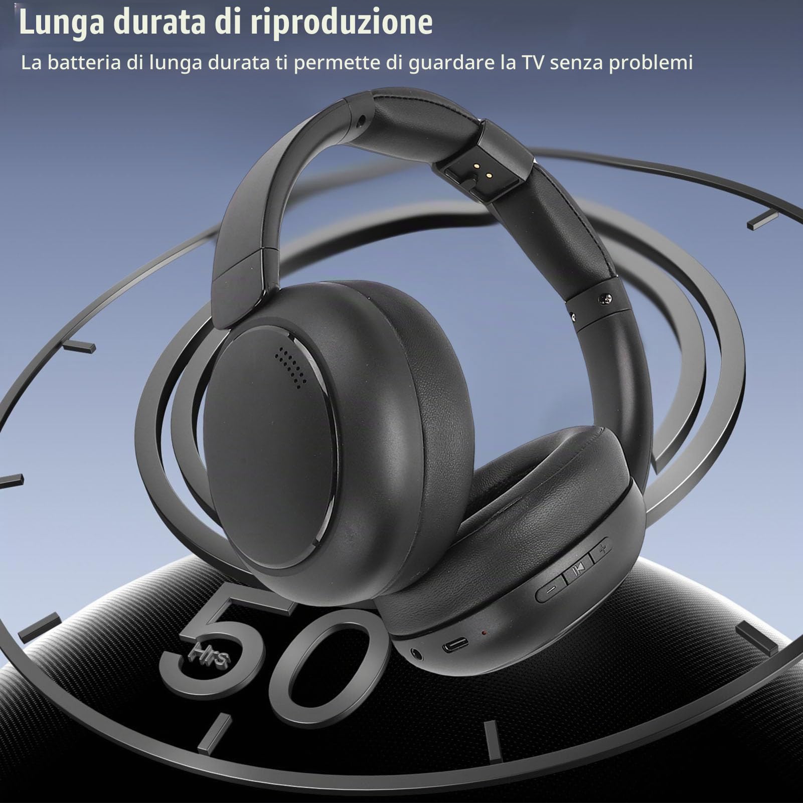 Cuffie TV Doppie Wireless, Orecchie TV con Base di Ricarica del Trasmettitore, Cuffie Wireless Stereo HIFI a Bassa Latenza Controllo del Volume Traspirante per Anziani