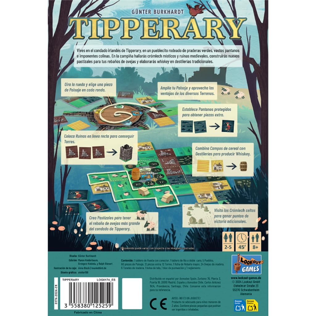 Asmodee Tipperary, Gioco da Tavolo, A partire da 8 anni, Da 2 a 5 Giocatori, 45 Minuti per Partita, Spagnolo, Lookout