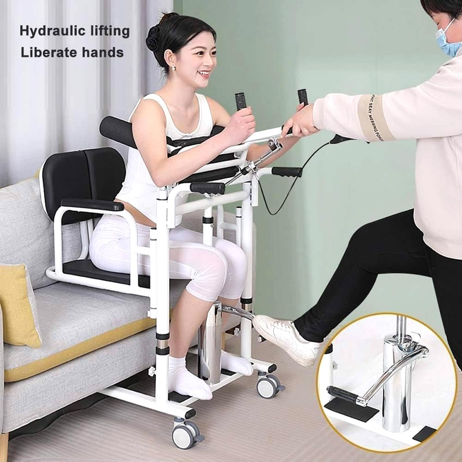 Hydrauliczny podnośnik pacjenta z asystentem górnej części ciała do przenoszenia domu, łazienki, pomoc w poruszaniu się przy łóżku