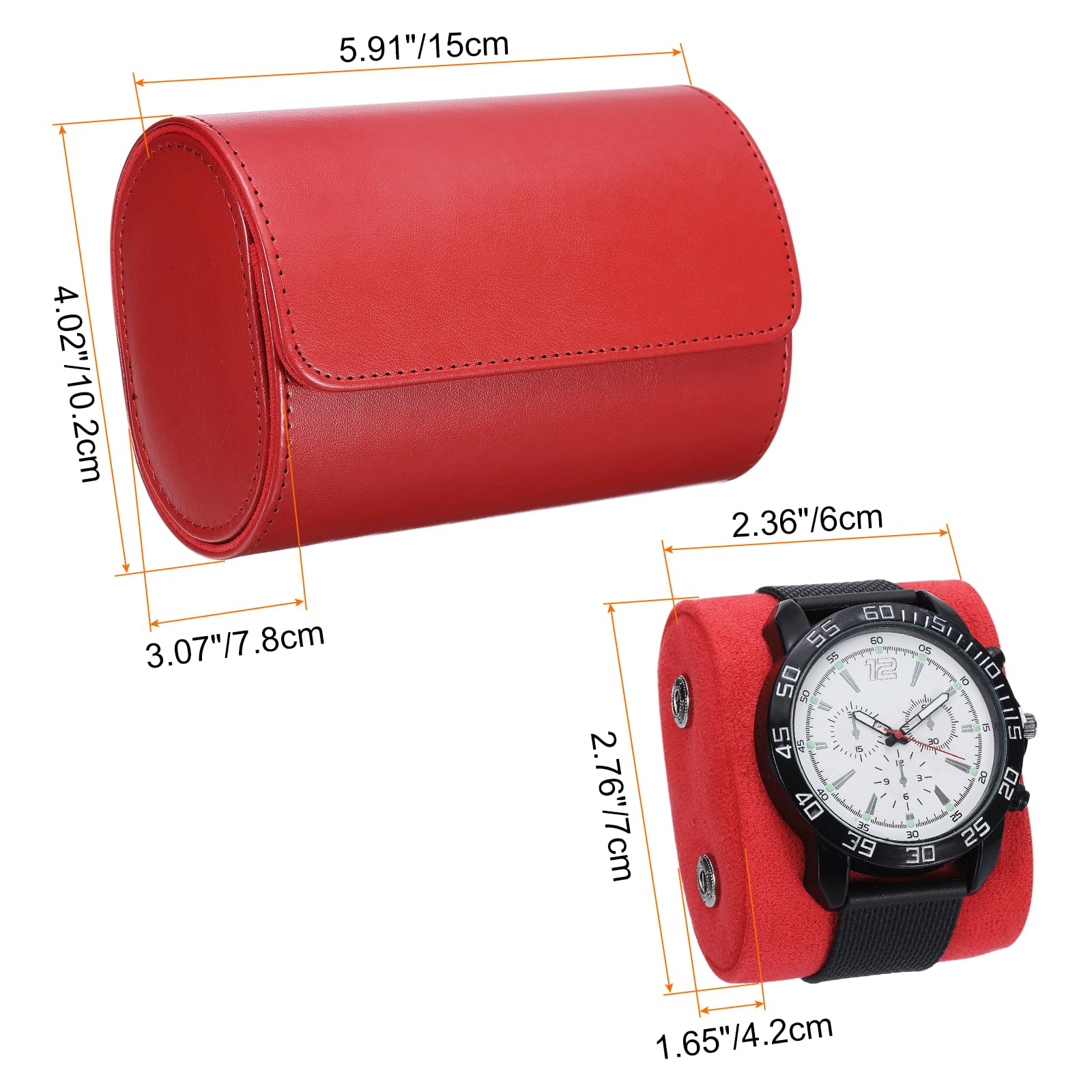 Étui de voyage pour montres Sourcing Map, étui portable en cuir à 2 compartiments pour hommes et femmes, organisateur de rangement avec coussins amovibles pour les voyages, l'exposition et le rangem