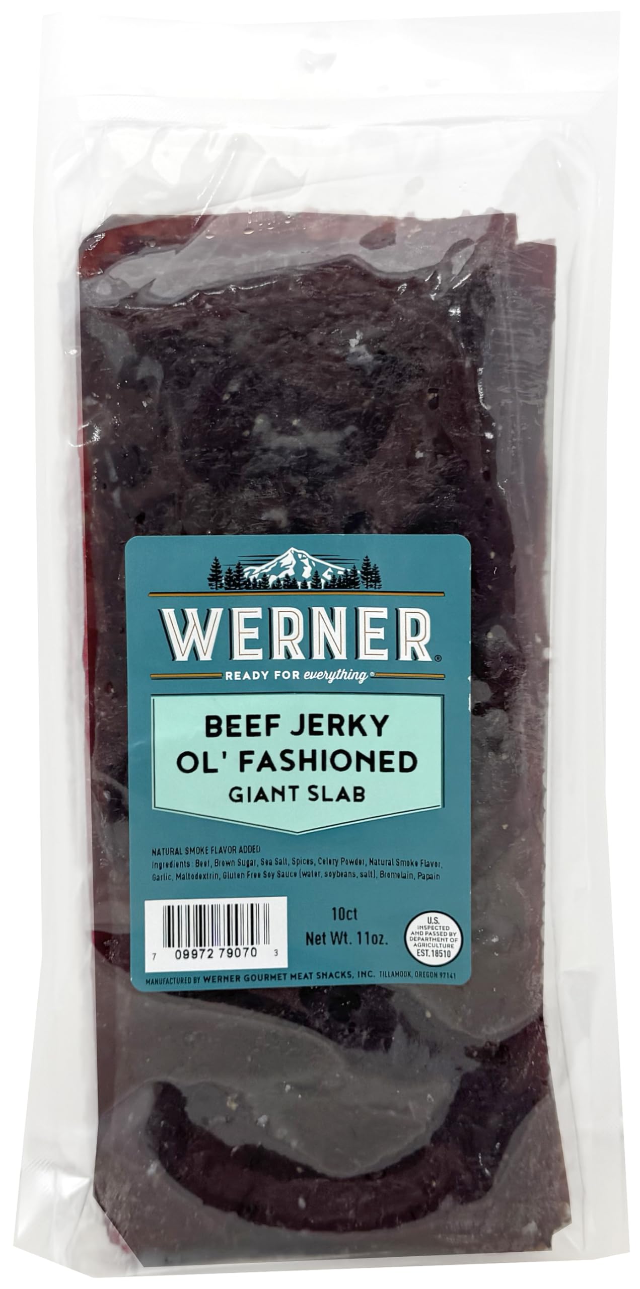 Werner Beef Jerky Slab 10 Count – Giant Jerky Slab, Jerky Sheets Thinly Sliced Beef Jerky Bulk Pack (Ol' Fashioned)