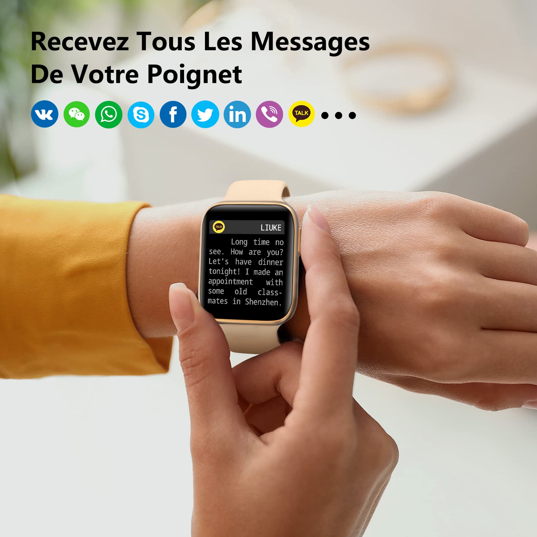BRIBEJAT BT3 Montre Connectée Femme Homme, 1.69" Smartwatch avec Appel Bluetooth, 28 Modes Sportifs, Podometre/Fréquence Cardiaque/Sommeil, Etanche IP68, Fitness Tracker pour Android iOS, Or Rose